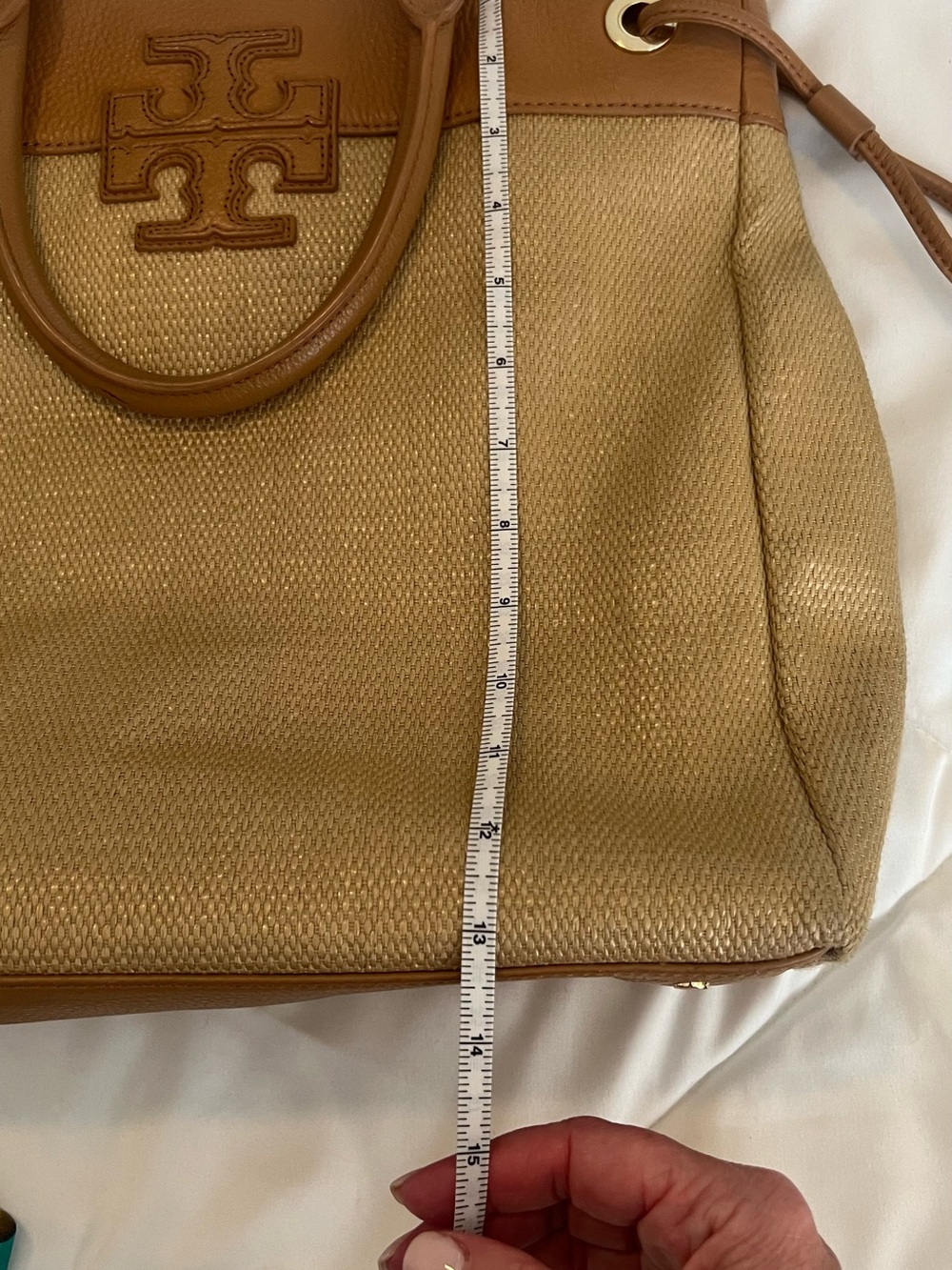 Tory Burch Tan Leather and Beige Canvas Tote . price is firm. - Picture 11 of 12